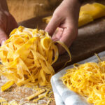 Homemade italian pasta tagliatelle